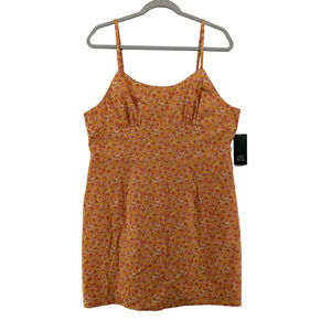 Wild Fable Sundress Mini Woven Bodycon Orange Floral XXL Dress Cutout Sleeveless